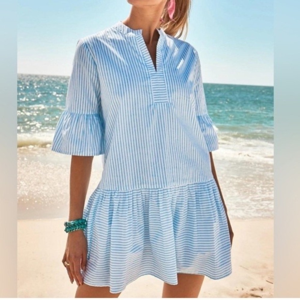 Addison Bay Dress Blue White Stripe Size Medium‎ Tuckernuck - Picture 1 of 9